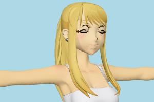 Winry Rockbell FullMetal, Alchemist, FMA, toony, female, woman, people, human, xna, characters, rigged
